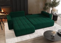 Canapé d'angle convertible en velours MILO