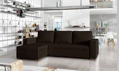 Canapé d'angle convertible et réversible tissu marron Zelly 237 cm