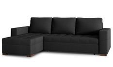 Canapé d'angle convertible et réversible tissu noir Zelly 237 cm
