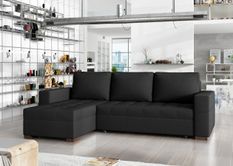 Canapé d'angle convertible et réversible tissu noir Zelly 237 cm