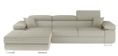 Canapé d’angle convertible KALIZO en tissu côtelé avec coffre, têtières réglables et pieds en acier chromé – 289 cm