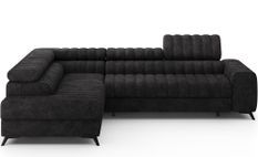 Canapé d’angle convertible KANDO en tissu texturé – 269 cm