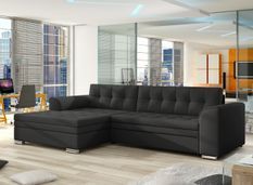 Canapé d’angle convertible KAPONA en simili cuir avec pieds en acier chromé – 275 cm