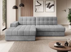 Canapé d’angle convertible KELLY en velours avec coffre – 240 cm