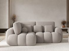 Canapé d'angle convertible KOZON en tissu bouclette avec coffre de rangement - 267 cm