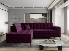 Canapé d’angle convertible LARRY en velours avec pieds en acier noir – 260 cm