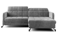 Canapé d’angle convertible LORI en velours avec coffre de rangement – 225 cm