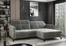 Canapé d’angle convertible LORI en velours avec coffre de rangement – 225 cm