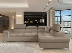Canapé d’angle convertible MARIDO en velours avec coffre et têtières réglables – 275 cm