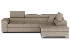 Canapé d’angle convertible MARIDO en velours avec coffre et têtières réglables – 275 cm