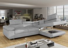 Canapé d’angle convertible MARKA en velours avec coffre et têtières réglables – 272 cm