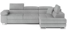Canapé d’angle convertible MARKA en velours avec coffre et têtières réglables – 272 cm
