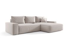 Canapé d’angle convertible MONA à droite en chenille beige