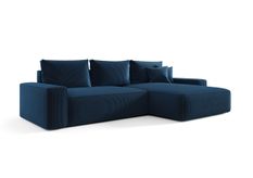 Canapé d’angle convertible MONA à droite en chenille bleu marine