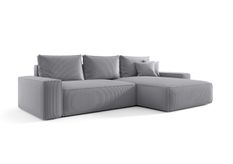 Canapé d’angle convertible MONA à droite en chenille gris
