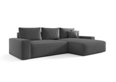 Canapé d’angle convertible MONA à droite en chenille gris