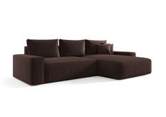Canapé d’angle convertible MONA à droite en chenille marron
