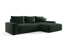 Canapé d’angle convertible MONA à droite en chenille vert