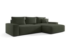 Canapé d’angle convertible MONA à droite en tissu bouclé gris