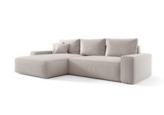 Canapé d’angle convertible MONA à gauche en chenille beige