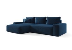 Canapé d’angle convertible MONA à gauche en chenille bleu marine