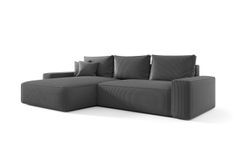 Canapé d’angle convertible MONA à gauche en chenille gris
