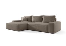 Canapé d’angle convertible MONA à gauche en chenille marron