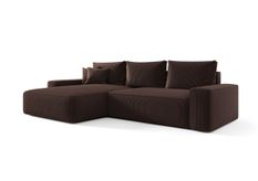 Canapé d’angle convertible MONA à gauche en chenille marron