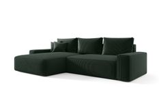 Canapé d’angle convertible MONA à gauche en chenille vert