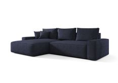 Canapé d’angle convertible MONA à gauche en tissu tressé bleu marine