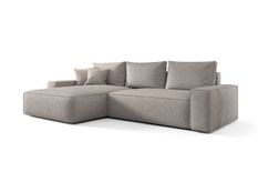 Canapé d’angle convertible MONA à gauche en tissu tressé gris