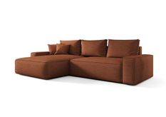 Canapé d’angle convertible MONA à gauche en tissu tressé orange