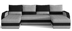 Canapé d'angle convertible panoramique bicolore velours gris clair et gris foncé Nordy 307 cm