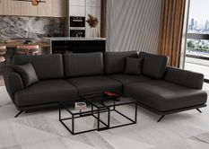 Canapé d'angle convertible SAVARY en simili cuir avec coffre de rangement - 280 cm