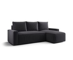 Canapé d’angle convertible SAVIO à droite en chenille gris foncé
