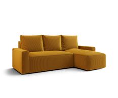 Canapé d’angle convertible SAVIO à droite en chenille jaune