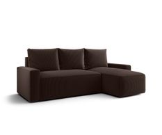 Canapé d’angle convertible SAVIO à droite en chenille marron