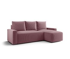 Canapé d’angle convertible SAVIO à droite en chenille rose