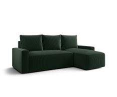 Canapé d’angle convertible SAVIO à droite en chenille vert