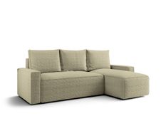 Canapé d’angle convertible SAVIO à droite en tissu bouclé beige