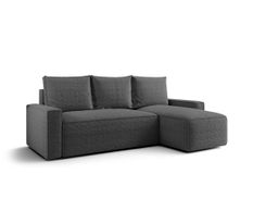 Canapé d’angle convertible SAVIO à droite en tissu bouclé gris foncé