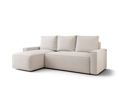 Canapé d’angle convertible SAVIO à gauche beige clair