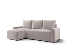 Canapé d’angle convertible SAVIO à gauche en chenille beige clair