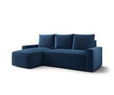 Canapé d’angle convertible SAVIO à gauche en chenille bleu marine