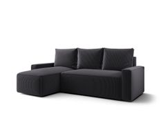Canapé d’angle convertible SAVIO à gauche en chenille gris foncé