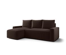 Canapé d’angle convertible SAVIO à gauche en chenille marron