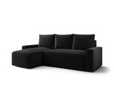 Canapé d’angle convertible SAVIO à gauche en chenille noir