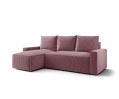 Canapé d’angle convertible SAVIO à gauche en chenille rose