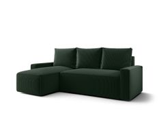 Canapé d’angle convertible SAVIO à gauche en chenille vert