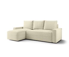 Canapé d’angle convertible SAVIO à gauche en tissu bouclé beige